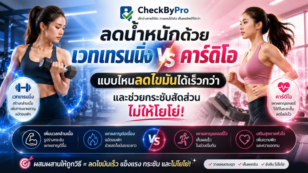 ลดน้ำหนักด้วยเวทเทรนนิ่ง vs คาร์ดิโอ แบบไหนลดไขมันได้เร็วกว่า และช่วยกระชับสัดส่วนไม่ให้โยโย่!